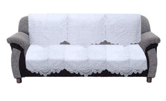 Kuber Industries Circle Design Cotton 6 Pieces 5 Seater Sofa Cover Set (White)-KUBMART2963,Standard