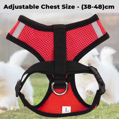 Kuber Industries Dog Harness with Adjustable Leash | Breathable Polyester Mesh | Large Size | HAT-818 | Comfortable No-Pull Grip | Quick Release Buckles | Red | Comfortable and Secure Dog Harness