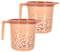 Kuber Industries Tinted Print Multiuses Lightweight, Unbreakable Plastic Bathroom Mug 1.5 Litre Pack of 3 (Black)-46KM0238