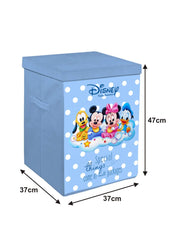 Kuber Industries Disney Print Non Woven Fabric Foldable Laundry Organiser With Lid & Handles (Set Of 2, Grey & Royal Blue)-KUBMART16295