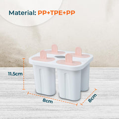 Urbane Home Set of 4 Popsicle Mould|Reusable Ice Tray For Kulfi, Candy| White