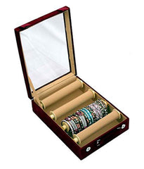 Kuber Industries Rectangular Velvet Wooden Bangle Box|4 Rods & Durable Material|Transparent Window Design|Size 31 x 23 x 9 CM (Maroon)- CTKTC22801