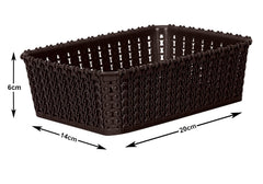 Heart Home Multipurposes Small M 15 Plastic Basket, Organizer For Kitchen, Countertops, Cabinets, Bathrooms Without Lid- Pack of 3 (Brown) -46HH0114