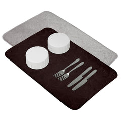 Kuber Industries Dish Dry Mat | Microfiber Self Drying Mat | Kitchen Drying Mat | Water Absorbent Kitchen Mat | Embossed Dish Dry Mat | 50x70 | Pack of 2 | Brown & Gray