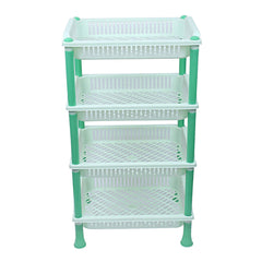 Kuber industries Plastic 2 Pieces 4 Layer Multi-Purpose Kitchen Storage Basket Rack (Green)-CTKTC13285