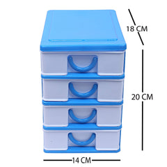 Heart Home Plastic Four Layer Drawer Storage Cabinet Box (Blue) - CTHH12619