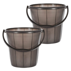 Heart Home Plastic Bucket For Home/Kitchen/Office/Shop With Strong Handle & Measuring Scale, 16 litre- Pack of 2 (Black)-46HH0326