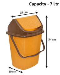 Kuber Industries Plastic Dustbin/Wastebin With Swing Lid With Handle, 7 Liter (Yellow)-47KM0825
