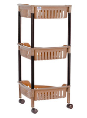 Heart Home Multiuses Plastic 3 Tier Triangle Corner Space Saving Storage Organizer Rack Shelf (Brown) -46KHH0252,Standard
