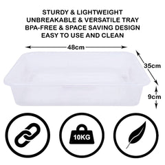 Kuber Industries Storage Tray|Versatile Plastic Storage Organizer|Rectangular Tray for Kitchen Storage|Storage Tray for office|Exel Tray 555|Pack of 3 (Transparent)