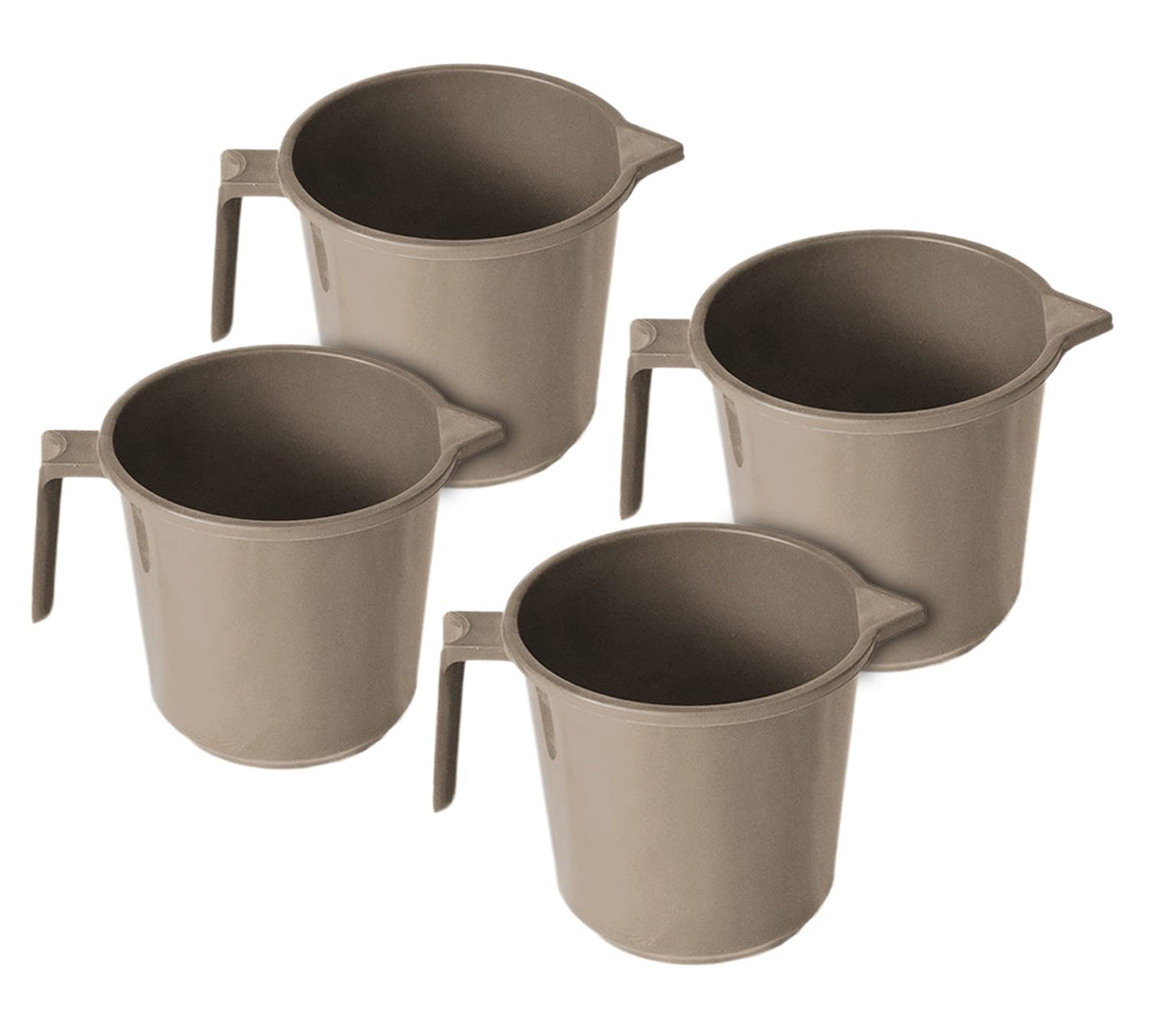 Kuber Industries Plastic Lightweight, Unbreakable Bathroom Mug 1.5 litre (Light Brown, Pack of 4)