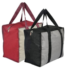Kuber Industries Small Size Canvas Shopping Bags for Carry Milk Grocery Fruits Vegetable with Reinforced Handles jhola Bag-Pack of 2 (Black & Maroon)