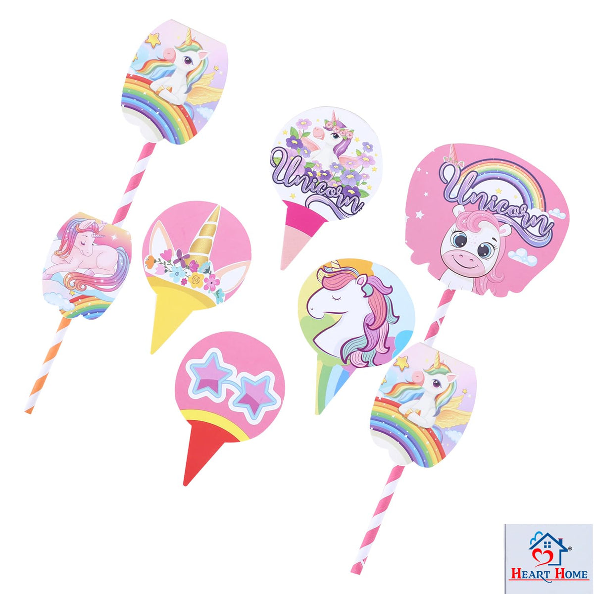 Heart Home Cupcake Toppers | Cardboard Cupcake Picks |Decorations Supplies for Farewell | Birthday Party | Theme Cupcake Topper | 7 Pieces | DT-2171 | Multicolor