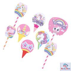 Heart Home Cupcake Toppers | Cardboard Cupcake Picks |Decorations Supplies for Farewell | Birthday Party | Theme Cupcake Topper | 7 Pieces | DT-2171 | Multicolor