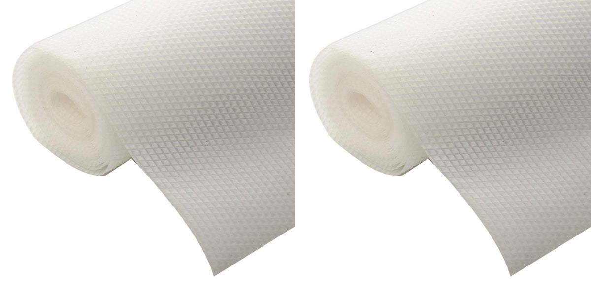 Kuber Industries 2 Pieces Multipurpose Diamond Textured Super Strong Anti-Slip Mat Liner,Size 45X150 Cm (1.50 Meter Roll, White) - CTKTC045515