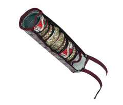Heart Home Carry Design Laminated Bangle Storage Pouch (Maroon)