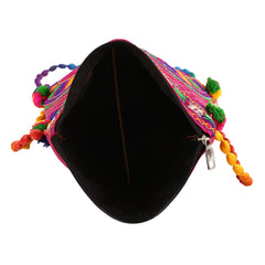 Kuber Industries Floral Design Velvet Handcrafted Embroidery Women’s Sling Bag, Pink (CTKTC4314)