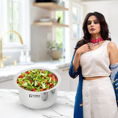 Kuber Industries Set of 5 Stainless Steel Tope Set (800ml, 1L, 1.4L, 1.9L and 2.4L) with Lids I Gas Stove and Induction Compatible I Triply Tope I Heavy Duty Gauge