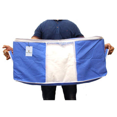 Kuber Industries Rectangular Non Woven Underbed Storage Organiser Set, Extra Large, Royal Blue, CTSN052, 65 x 33 x 47 cm, 2 Piece
