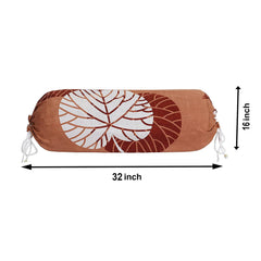 Kuber Industries Flower Printed Cotton Bolster Cover- Set of 2, 16"x32" (Brown & White)-44KM0141