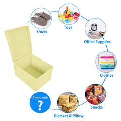 Heart Home Non-Woven Mickey & Friend Print Flodable Storage Box/Wardrobe Organizer With Lid For Home Decor (Cream) 54HH4230.