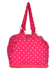 Heart Home Dot Printed Multiuses Hand Bag: Tote Bag: Travel Toiletry Bag for Women/Girls (Pink)-50HH01143