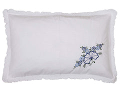 Heart Home Embroidery Design 6 Piece Cotton Pillow Cover Set-17"x27" (White) Luxury Pillow Covers - CTHH07128