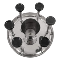 Kuber Industries Stainless Steel Glass Holder & Spoon Organizer (Silver)
