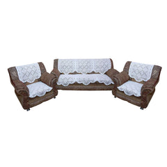 Kuber Industries Cotton 5 Seater Sofa Cover with Center Table Cover, 70" x 29", 7 Piece, White