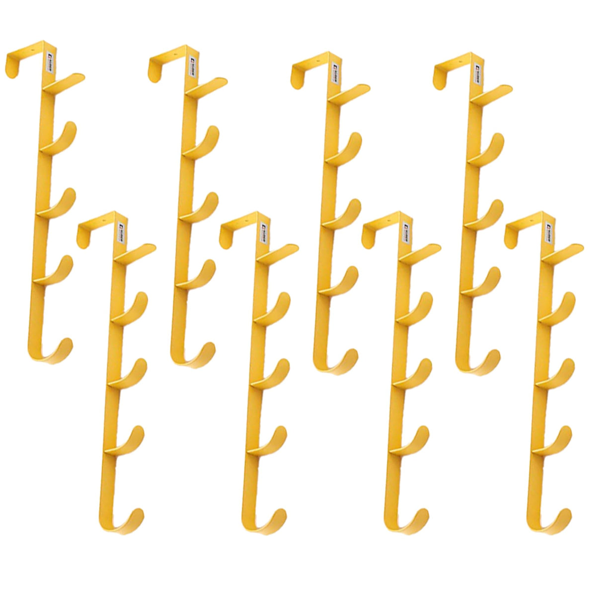 Kuber Industries 5-Level Cloth Hanger|Multipurpose Cloth & Towel Holder|Iron Spray Material|Easy Installation|Interchangeable Over The Door Towel Holder|ZT-3115(Y) Pack of 8|Yellow