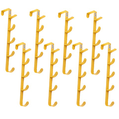 Kuber Industries 5-Level Cloth Hanger|Multipurpose Cloth & Towel Holder|Iron Spray Material|Easy Installation|Interchangeable Over The Door Towel Holder|ZT-3115(Y) Pack of 8|Yellow