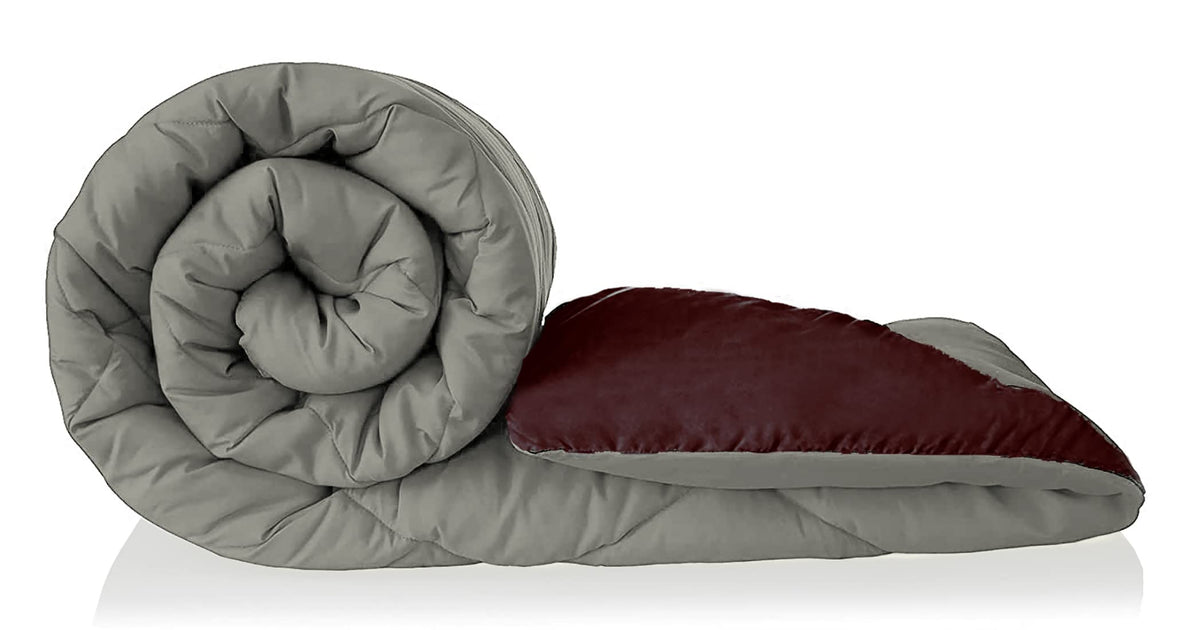 Kuber Industries Comforter Double Bed|Dohar Blanket|Comforter for Heavy Winter|220 GSM Reversible Comforter|AC Quilt|Dohar|Blanket |Grey & Black|