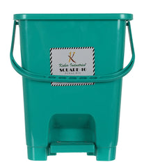 Kuber Industries Square Premium Plastic Pedal Dustbin with Lid for Home/Kitchen/Office 10 Ltr (Green & Blue)-Pack of 2