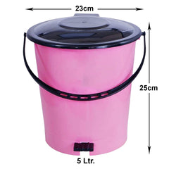 Kuber Industries Pedal Dustbin|Plastic Pedal Dustbin|Kitchen Waste Paper Bin|Dustbin For Bedroom|5 Liter Dustbin (Pink)