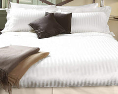 Kuber Industries Cotton Double Bedsheet with 2 Pillow Covers, Satin Stripes (White)-CTKTC30054