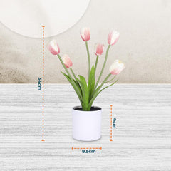 Kuber Industries Artificial Plants for Home Décor|Natural Looking Indoor Fake Plants with Pot|Artificial Flowers for Decoration (Pink)