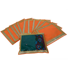 Kuber Industries 12 Piece Non Woven Packing Saree Cover Set, Orange