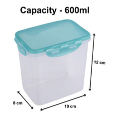 Kuber Industries klick N Seal 102 Airtight Food Storage Container Kitchen Container for Storage Plastic Storage Box for Kitchen Airtight Container Storage Jar (600ml)-Pack of 3 (Green)-KUBMART15678