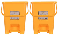Kuber Industries Square Premium Plastic Pedal Dustbin with Lid for Home/Kitchen/Office 10 Ltr (Yellow)-Pack of 2