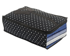 Heart Home Dot Print Cotton Shirt Cover/Clothing Organizer/Wardrobe Organizer For Home, Traveling (Black) 54HH4180.