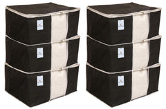 Kuber Industries 6 Piece Non Woven Saree Cover Set, Black