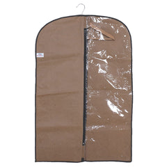 Heart Home Embossed Coat Cover|Non Woven Foldable Hanging Blazer Cover|Half Transparent Wardrobe Organizer Pack of 12 (Coffee)