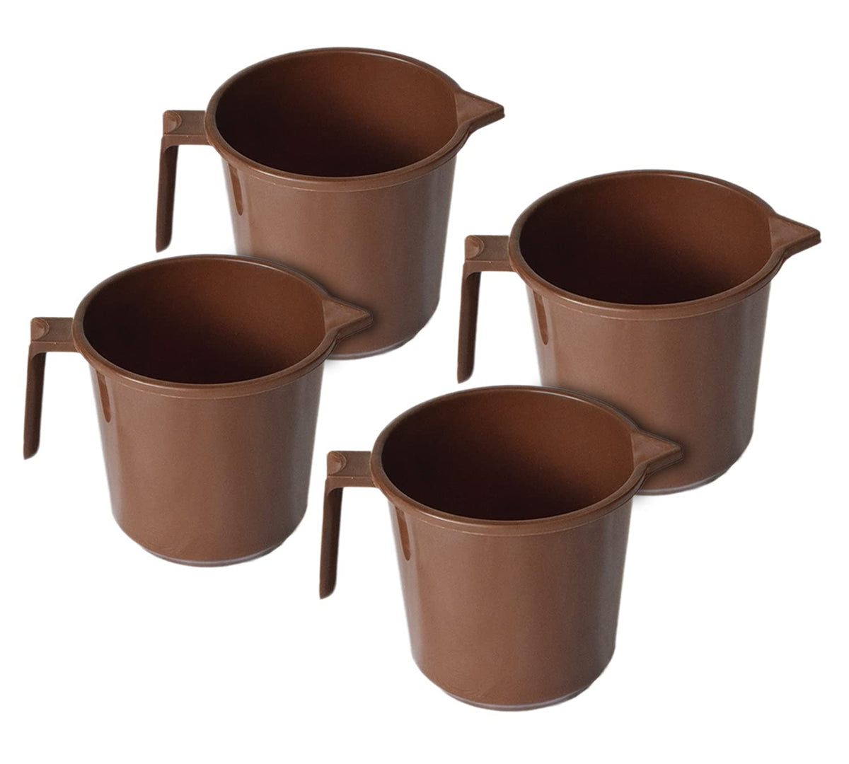 Kuber Industries Plastic Lightweight, Unbreakable Bathroom Mug 1.5 Litre (Brown, Pack of 4)