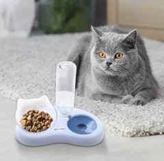 Kuber Industries 2-in-1 Cat & Dog Bowl Set With Replaceable Water Bottle|Automatic Refill Cat Bowl|Suitable For Small & Medium Pets|PT008B|Blue
