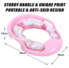 Heart Home Kids Potty Seat | Plastic Cushioned Potty Seat | Kids Toilet Seat with Handle | Potty Training Seat for Kids | Cushioned Toilet Stand for Kids | Pink