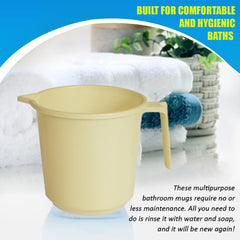 Kuber Industries Plastic Lightweight, Unbreakable Bathroom Mug 1.5 Litre (Cream, Pack of 3)