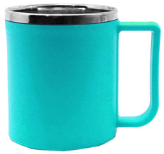 Kuber Industries Plastic Steel Cups for Coffee Tea Cocoa, Camping Mugs with Handle, Portable & Easy Clean, Set of 2 (Green & Red), Standard