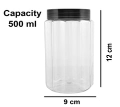 Kuber Industries Opal Plastic Airtight Pet Jar Container Set (Set of 6, 500, 800 ml, Grey)-KUBMART11054