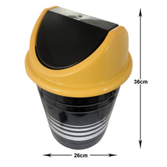 Kuber Industries Plastic Dustbin/Wastebin With Swing Lid, 10 Liter (Black & Yellow)-47KM0883