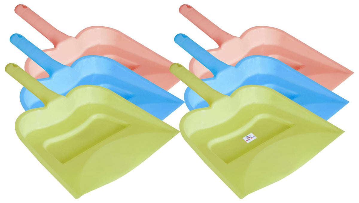 Heart Home 12" Plastic Dustpan, Pack of 6 (Blue & Green & Pink)